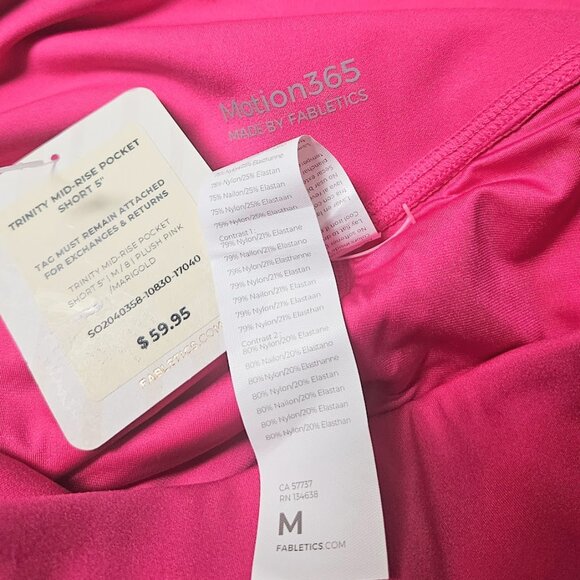 Fabletics Trinity Motion365® M MidRise 5'' Pocket Shorts Plush Pink/Marigold NWT - Picture 4 of 7
